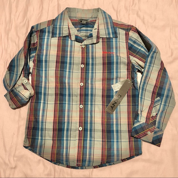 DKNY 3 Piece Set Dark Blue Jeans, Red T-Shirt Long Sleeve Shirt Size 6 Boys - Picture 3 of 12